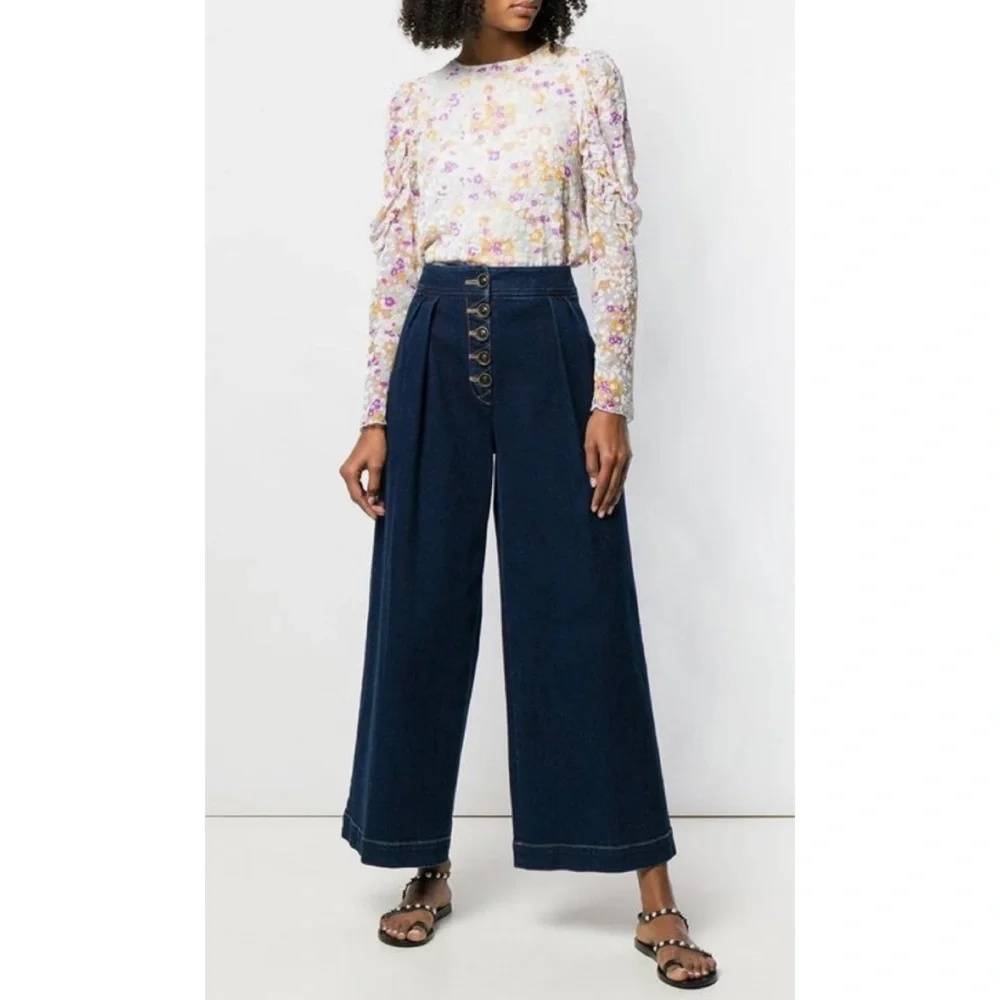 SEE BY CHLOÉ • Multi Floral Velvet Burnout Ruffle Long Sleeve Silk Blouse, 2 - Picture 11 of 16